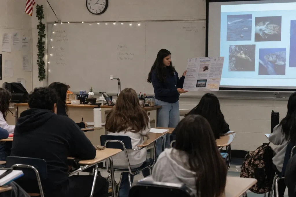 student presenting project on time